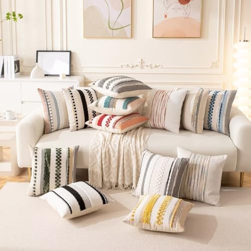 WANLIRD Boho Striped Throw Pillow Covers Set of 2