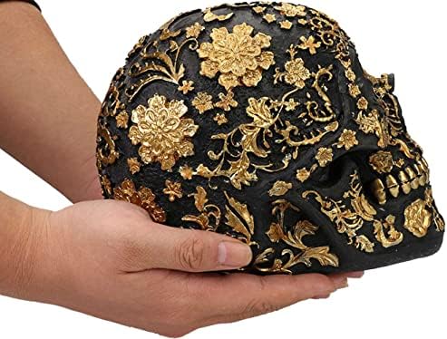 CUZOKOLA Gold Skull Decor - Resin Halloween Head Sculpture