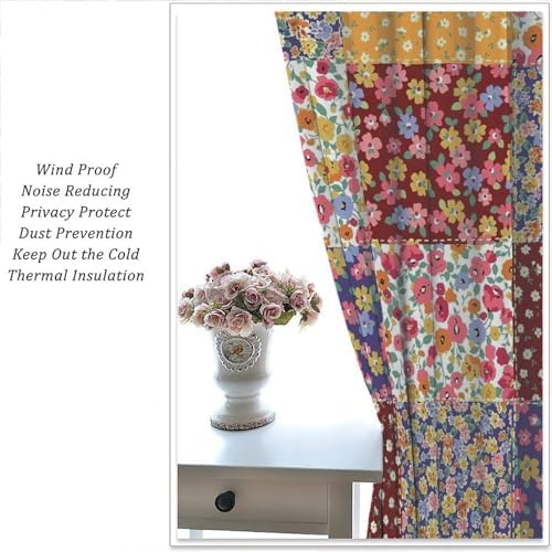 Retro Boho 60s 70s Floral Window Curtains Set