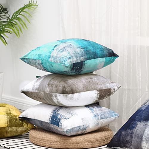 Set of 2 Turquoise Abstract Throw Pillow Covers
