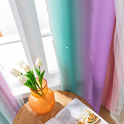 XiDi Rainbow Blackout Curtains for Girls Room