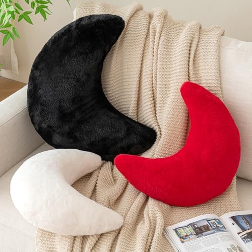 Znhinery Moon Pillow Decorative Throw Pillow with Soft Faux Rabbit