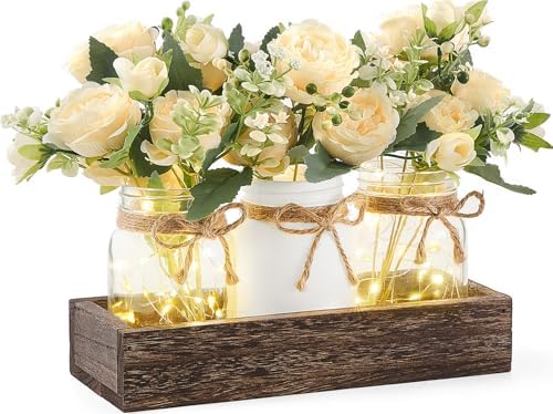 Mkono Lighted Mason Jar Centerpiece Set 1