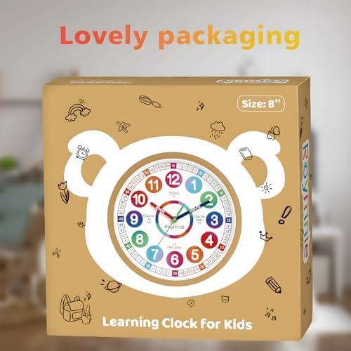 Learning Clock for Kids 8 Inch Battery Operated Decorative