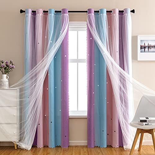 XiDi Girls Purple Rainbow Blackout Curtain Panel