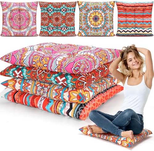 Nuogo 4 Pack 22 Inch Bohemian Floor Pillows