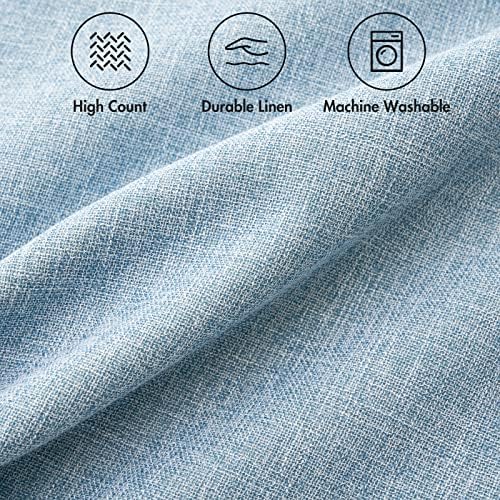 MIULEE 2 Pack Light Blue Linen Burlap Pillow Covers 1