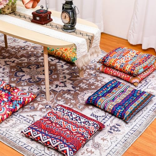 Nuogo 12 Pcs Bohemian Floor Cushions 15 Inch