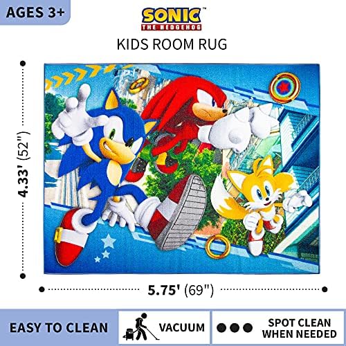 Franco Kids Room Non Slip Area Rug with Sonic The Hedgehog Design