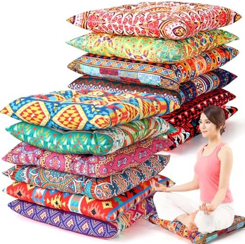 Nuogo 12 Pcs Bohemian Floor Cushions 15 Inch