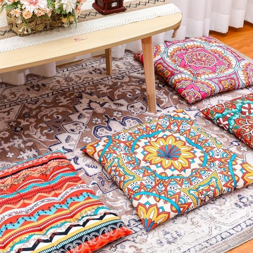 Nuogo 4 Pack 22 Inch Bohemian Floor Pillows