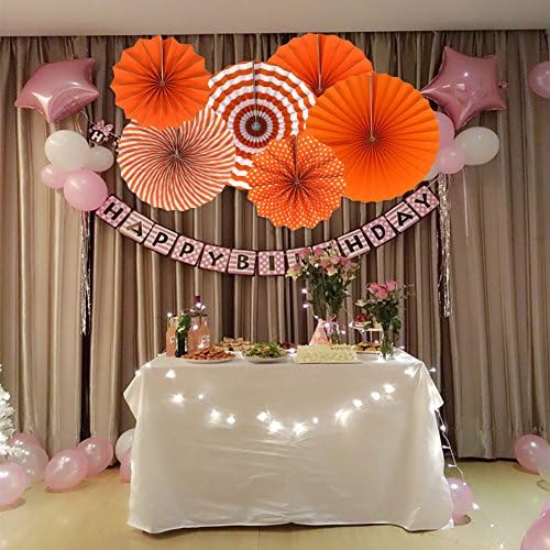 ADLKGG Party Hanging Paper Fans Set of 6