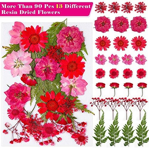 Thrilez 100Pcs Dried Pressed Flowers for Resin Crafts