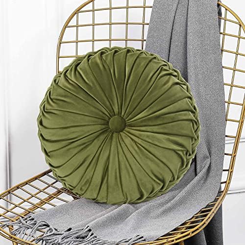 HIG Set of 2 Round Pleated Pumpkin Throw Pillows